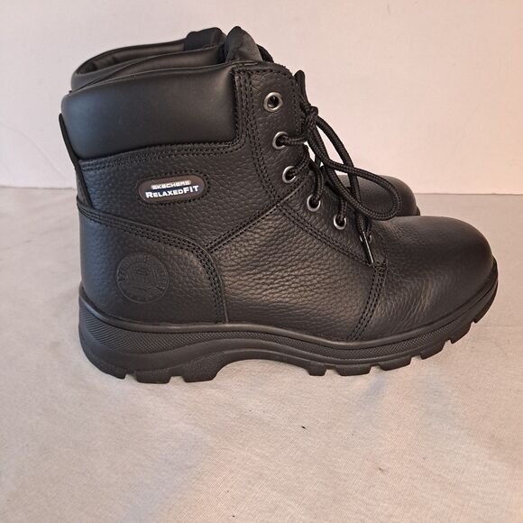 Skechers Women's 8.5W Workshire Peril Steel Toe Work Boot 76561W Black Leather - Picture 6 of 14